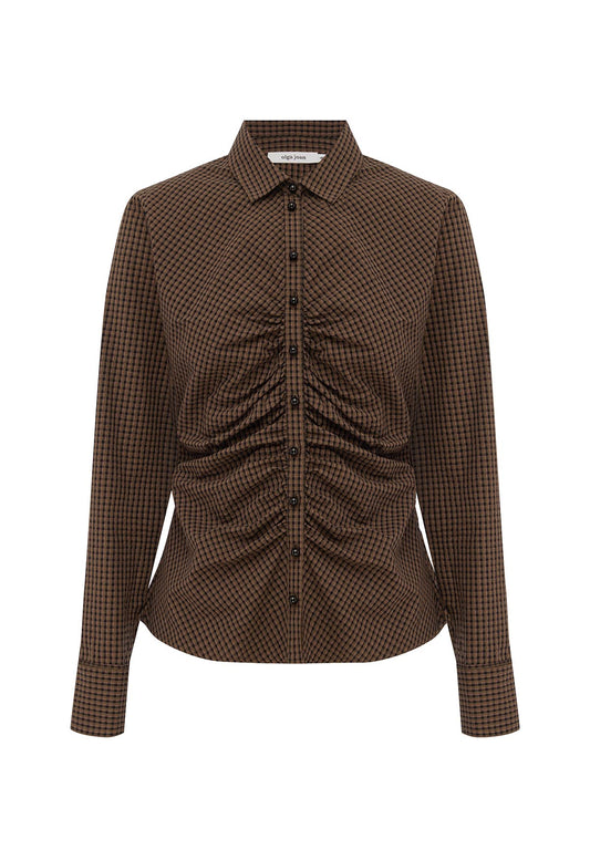Ruched Front Shirt Ciocco Check