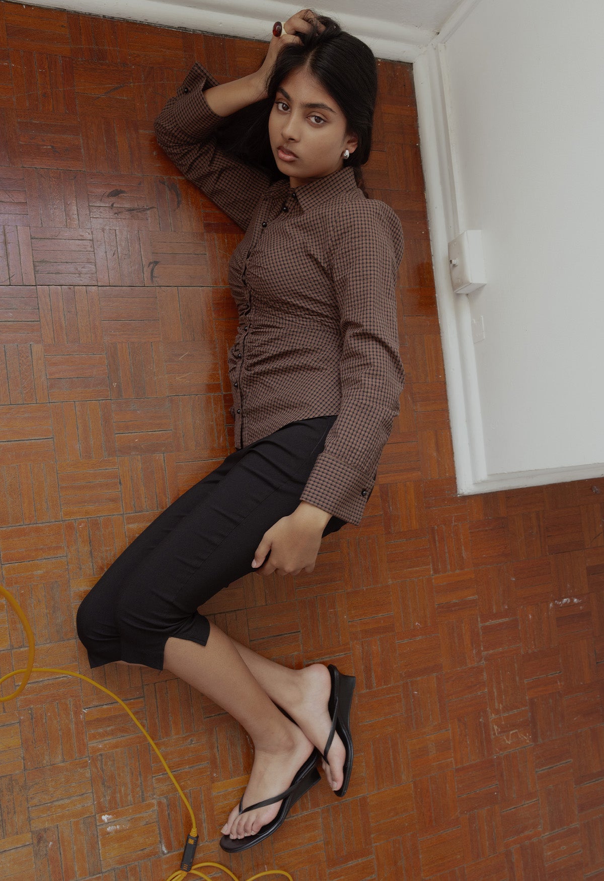 Ruched Front Shirt Ciocco Check