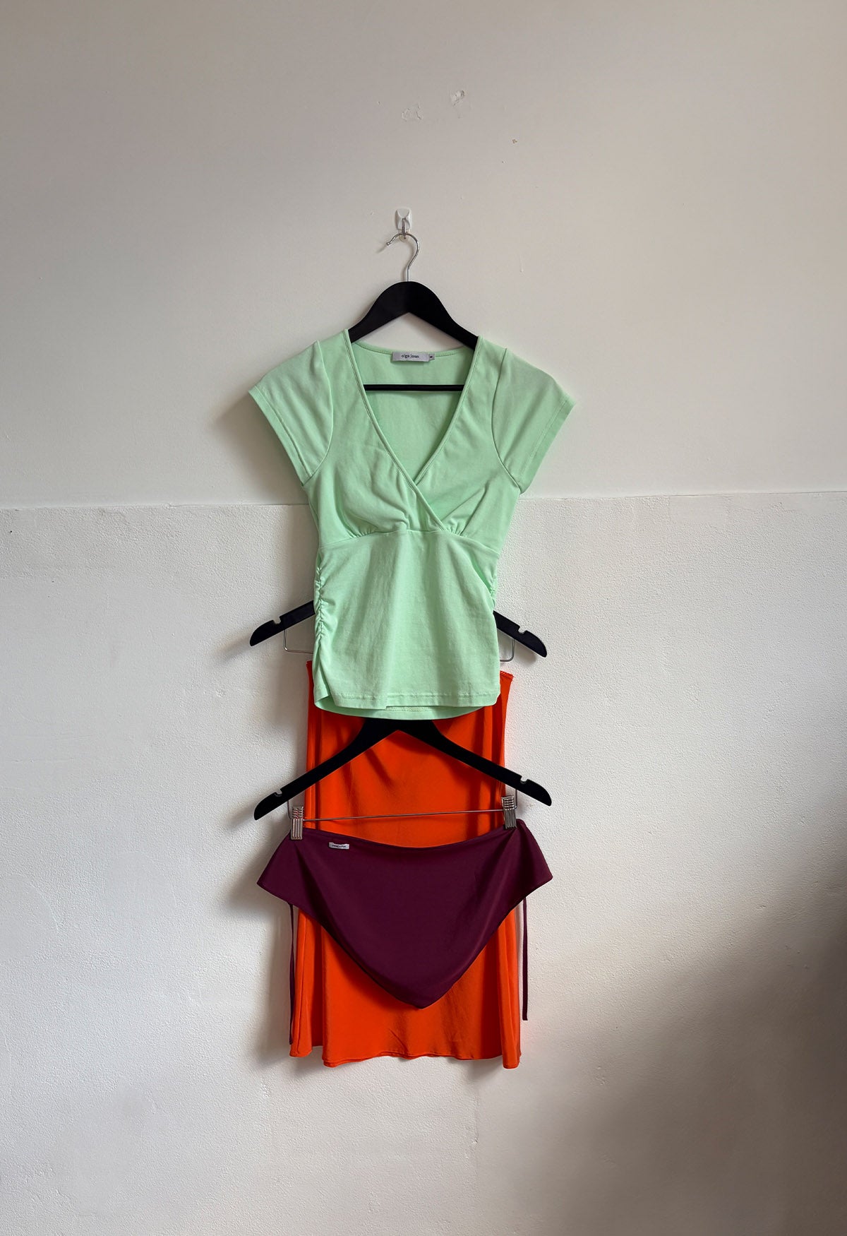 Ruched Plunge Cap-Sleeve Top Menta