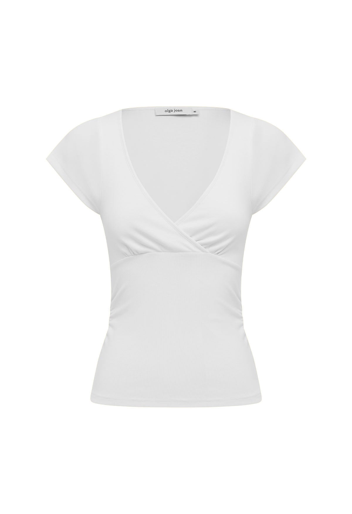 Ruched Plunge Cap Sleeve Top Bianca