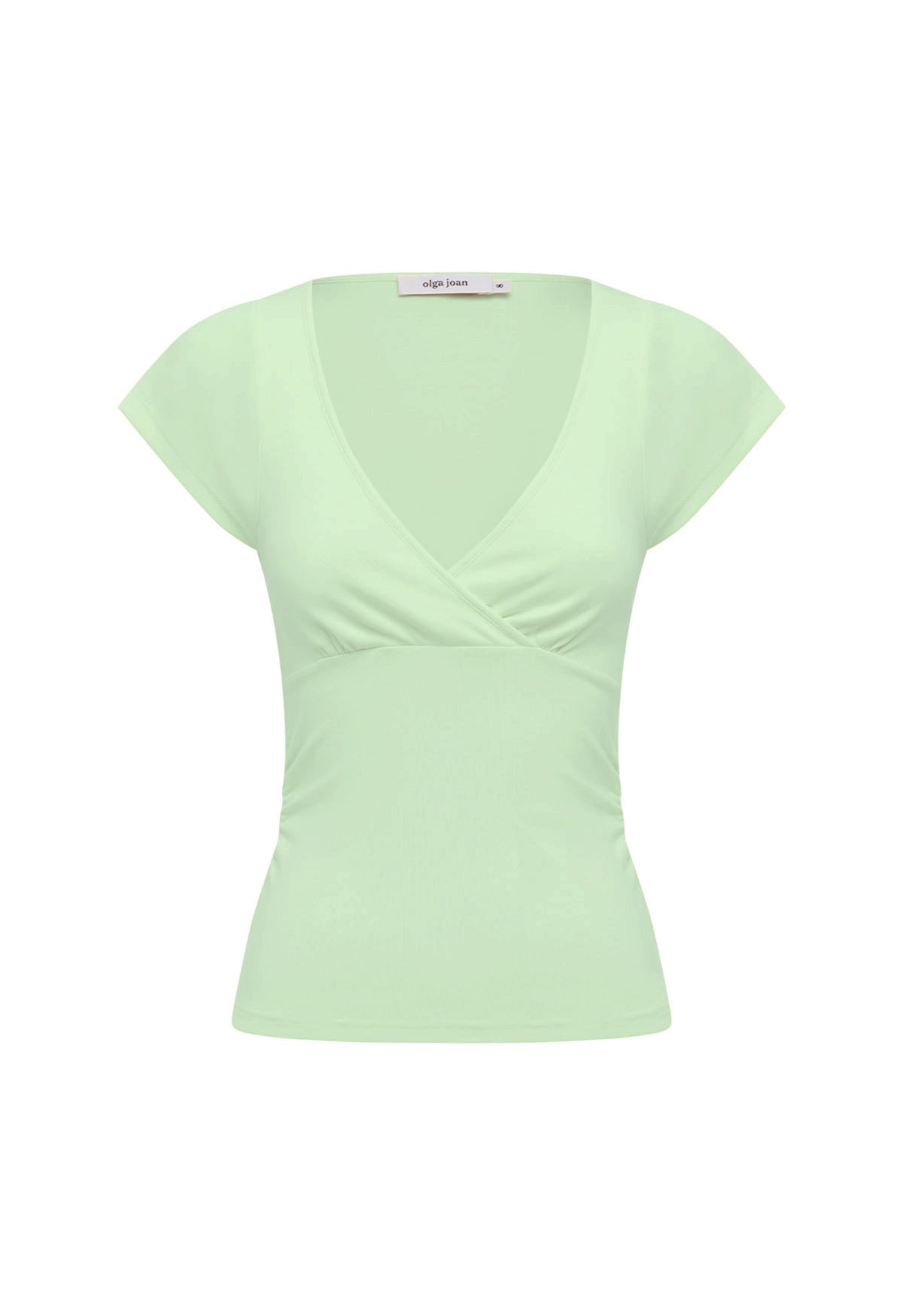 Ruched Plunge Cap Sleeve Top Menta
