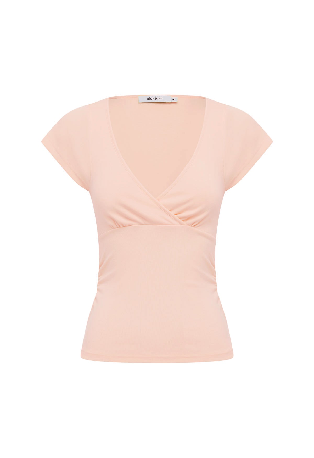 Ruched Plunge Cap Sleeve Top Petalo