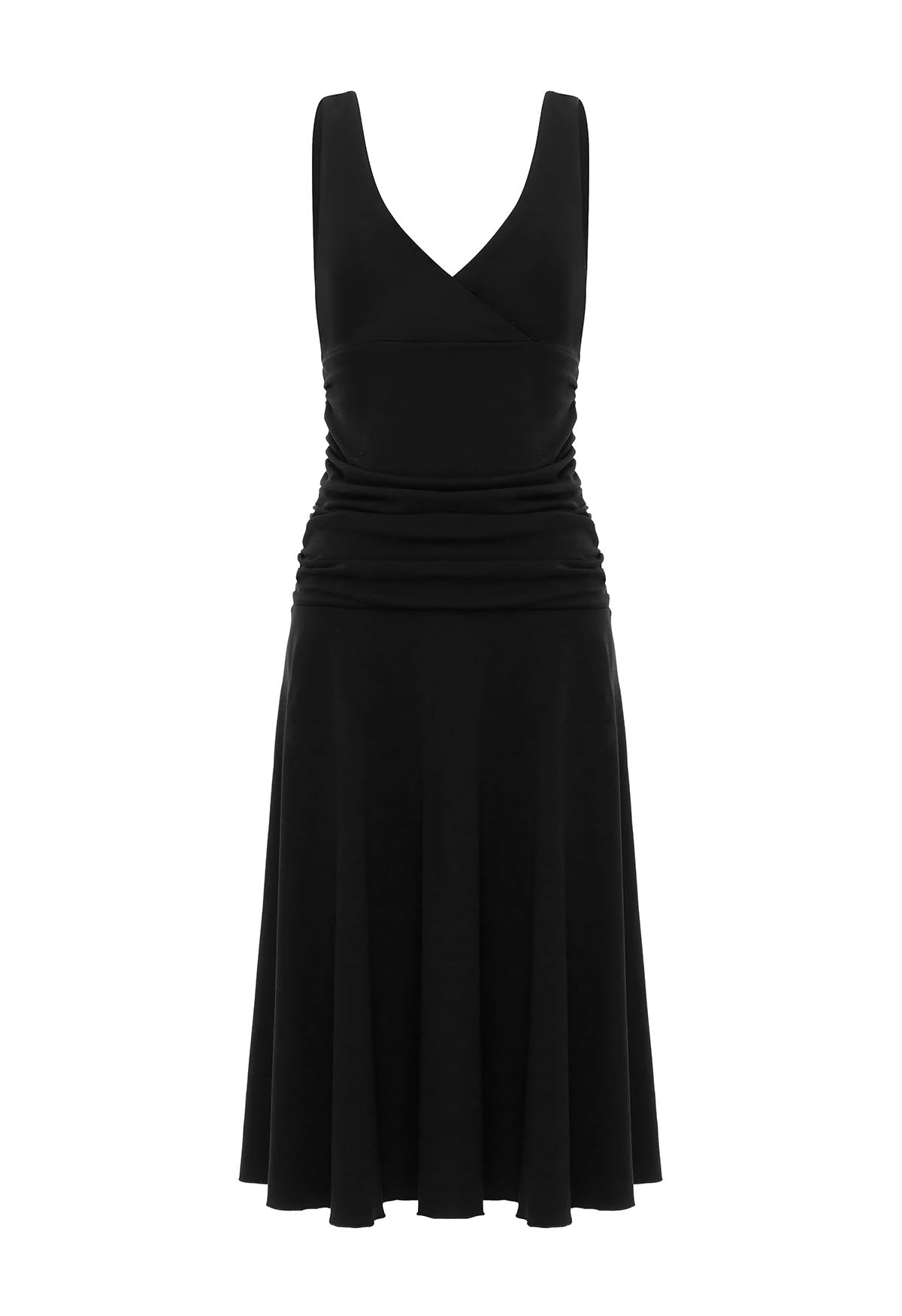 Ruched Plunge Jersey Dress Nera