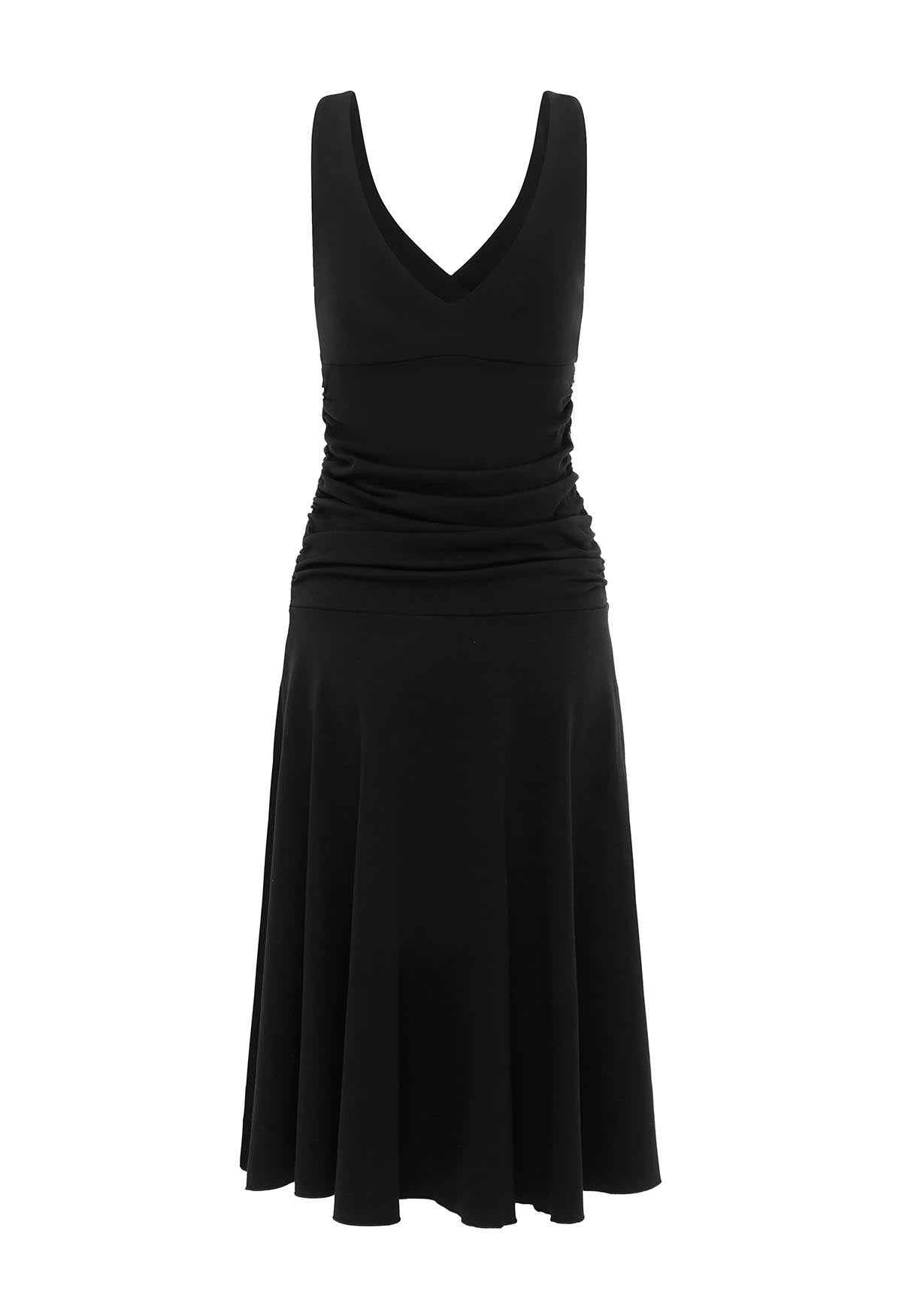 Ruched Plunge Jersey Dress Nera