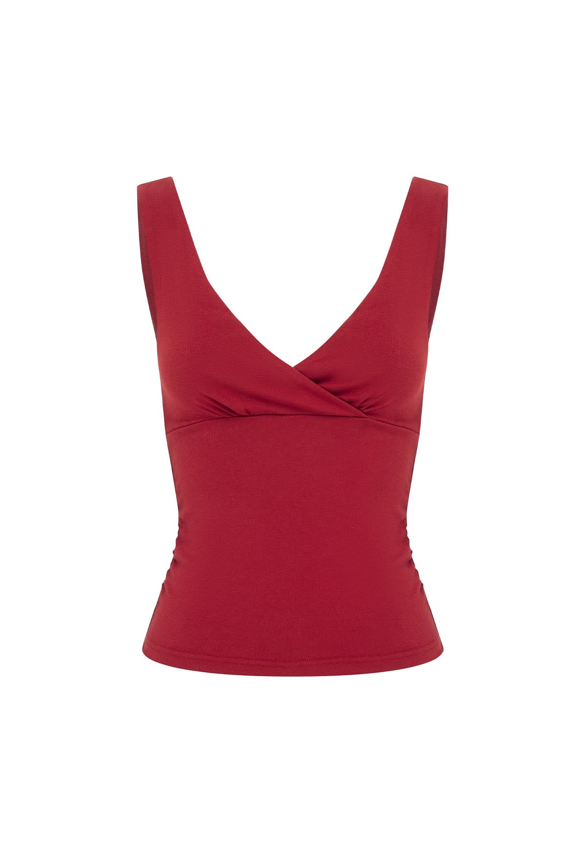 Ruched Plunge Top Rossa