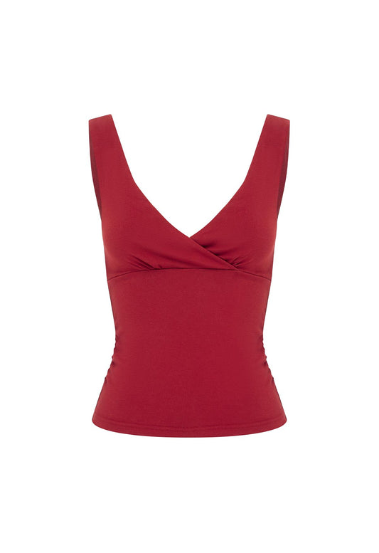 Ruched Plunge Top Rossa
