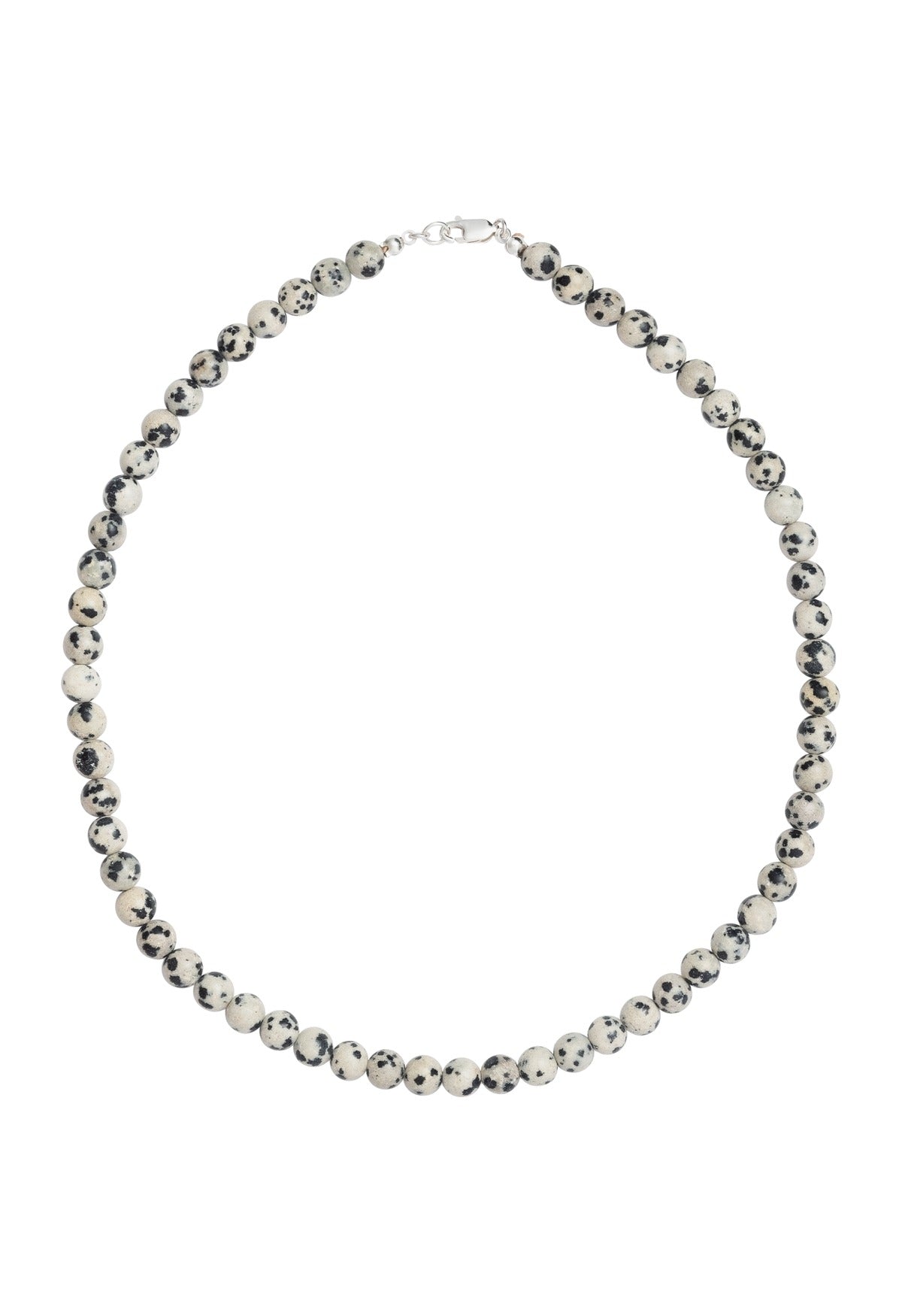 Sun Ray Necklace Dalmatian Jasper Silver 6mm