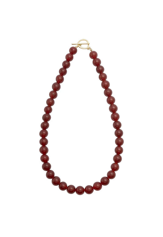 Sun Ray Necklace Red Jade 10mm