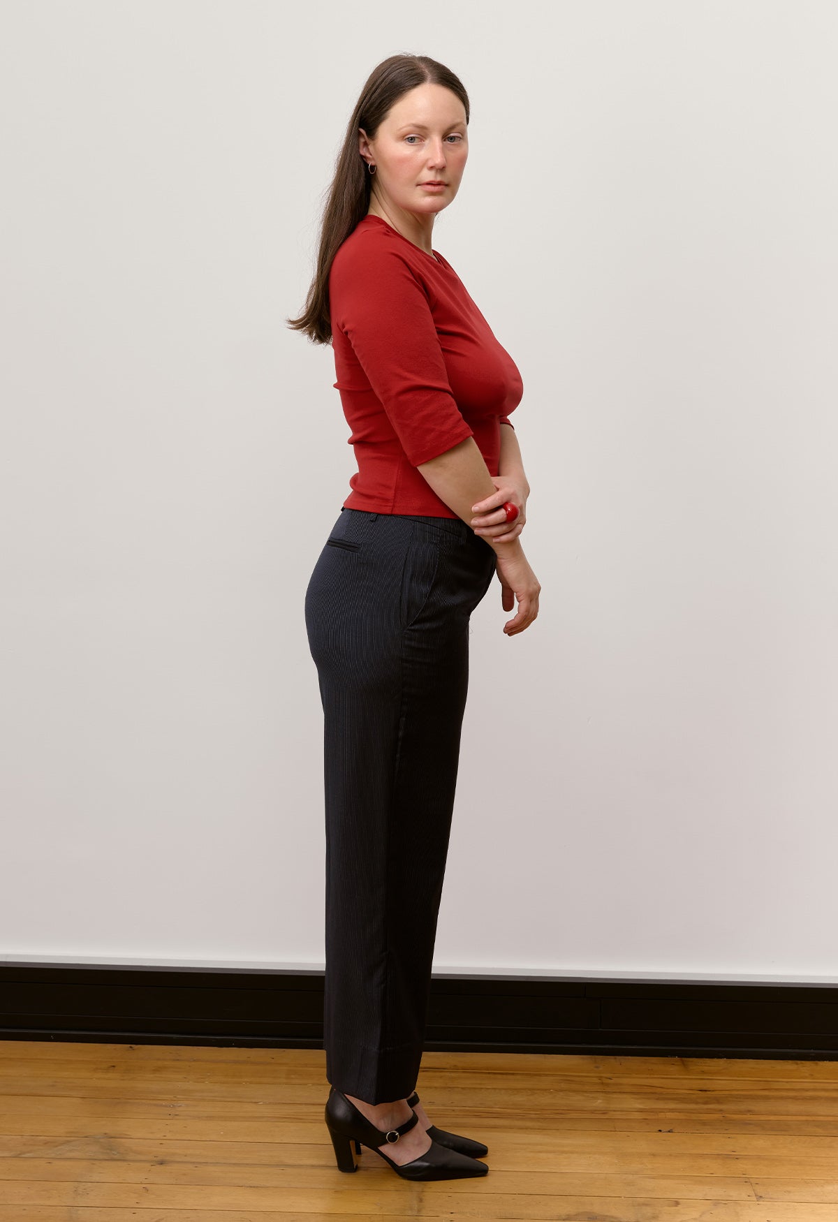 Tailored Low-Rise Pant Navy Pinstripe