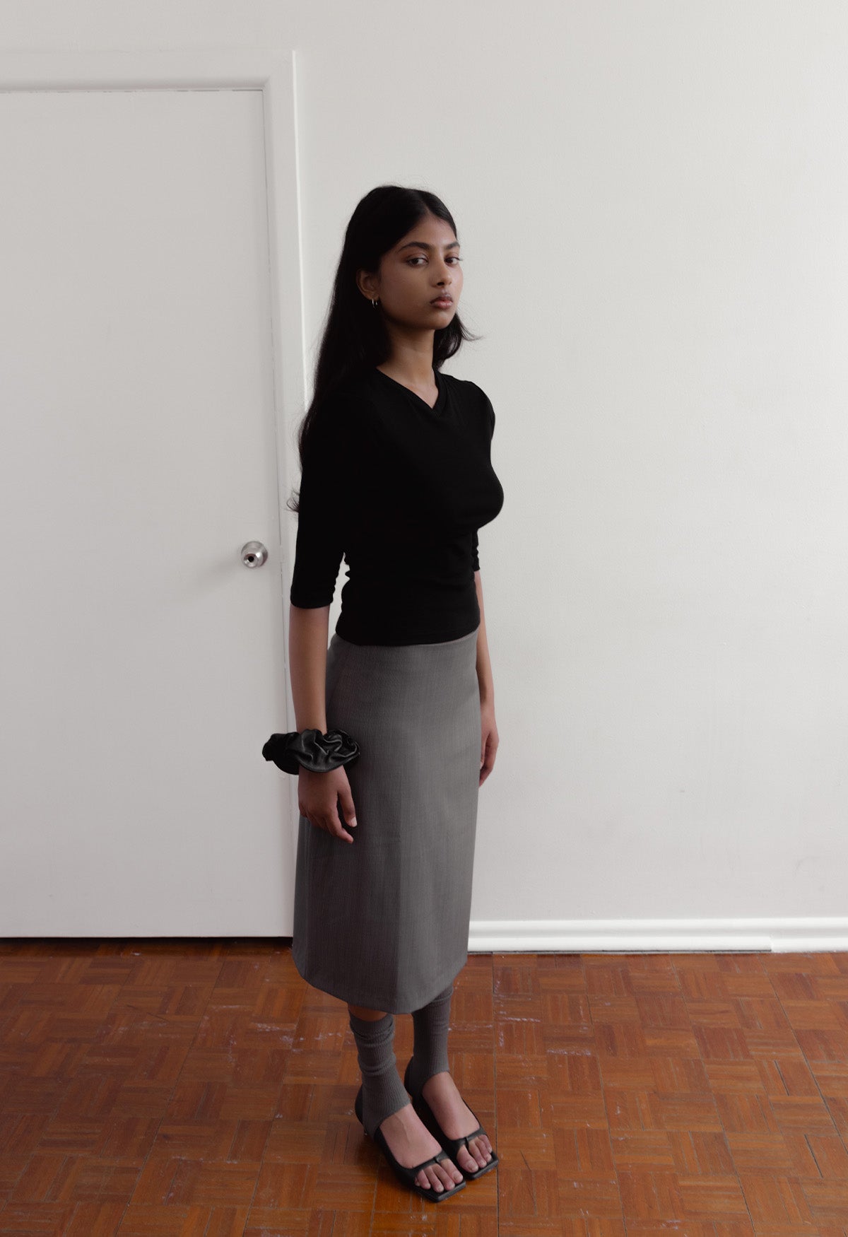 Tailored Straight Grain Skirt Multi Pinstripe