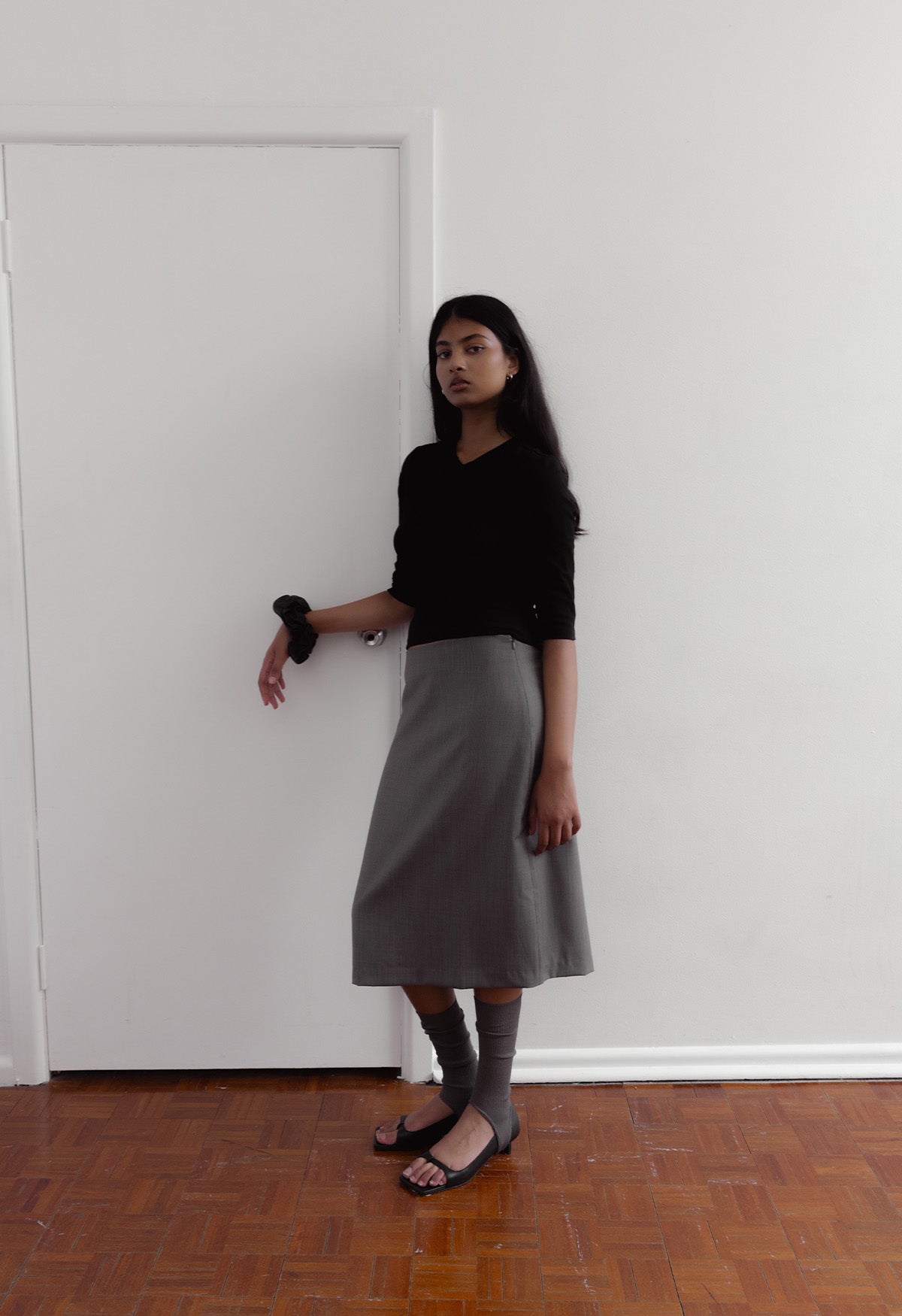 Tailored Straight Grain Skirt Multi Pinstripe
