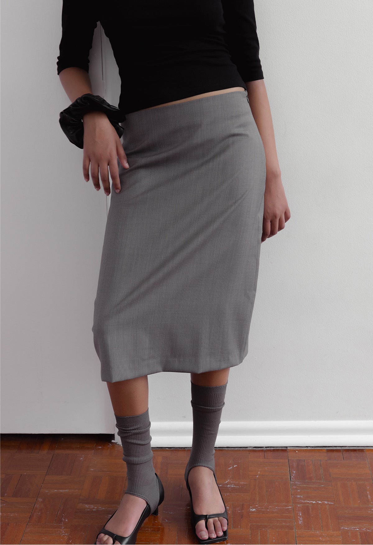 Tailored Straight Grain Skirt Multi Pinstripe