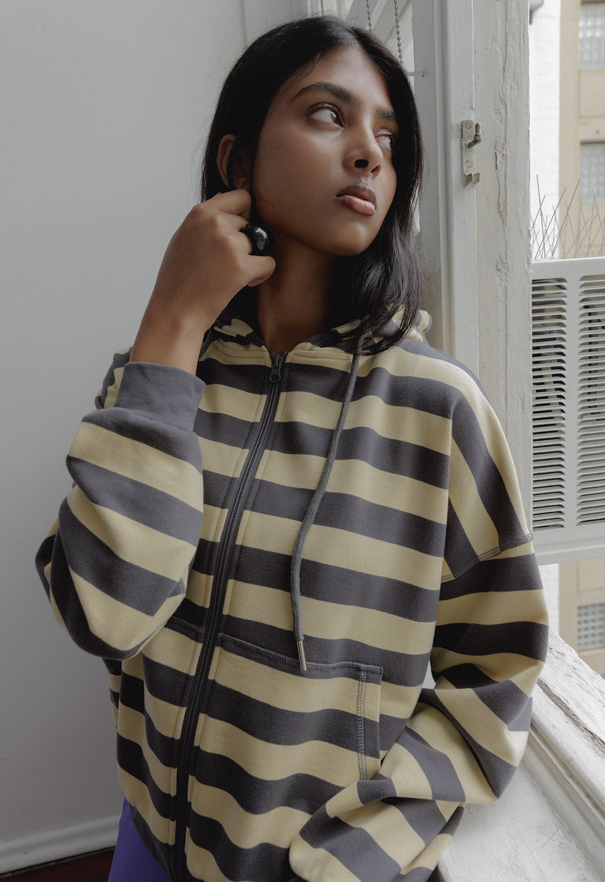 Zip Hoodie Limone Stripe