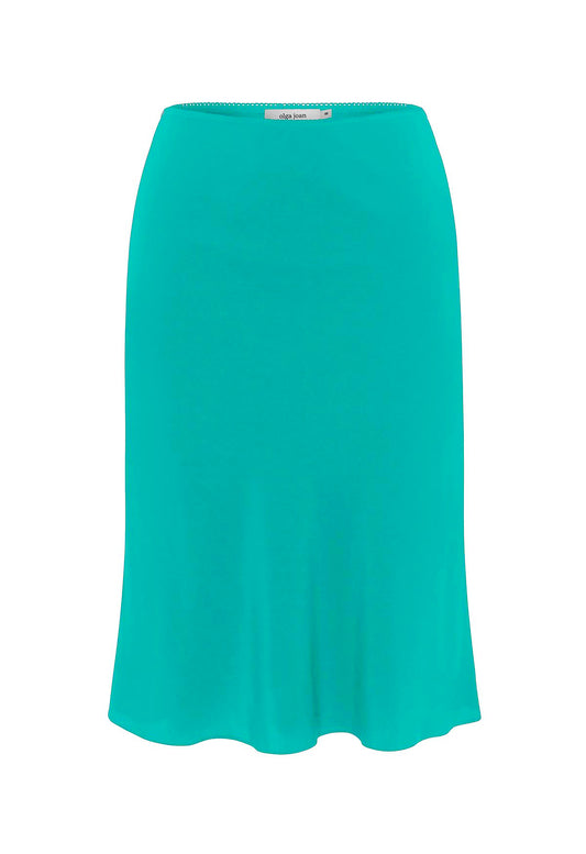 Bias Knee Skirt Turchese Silk