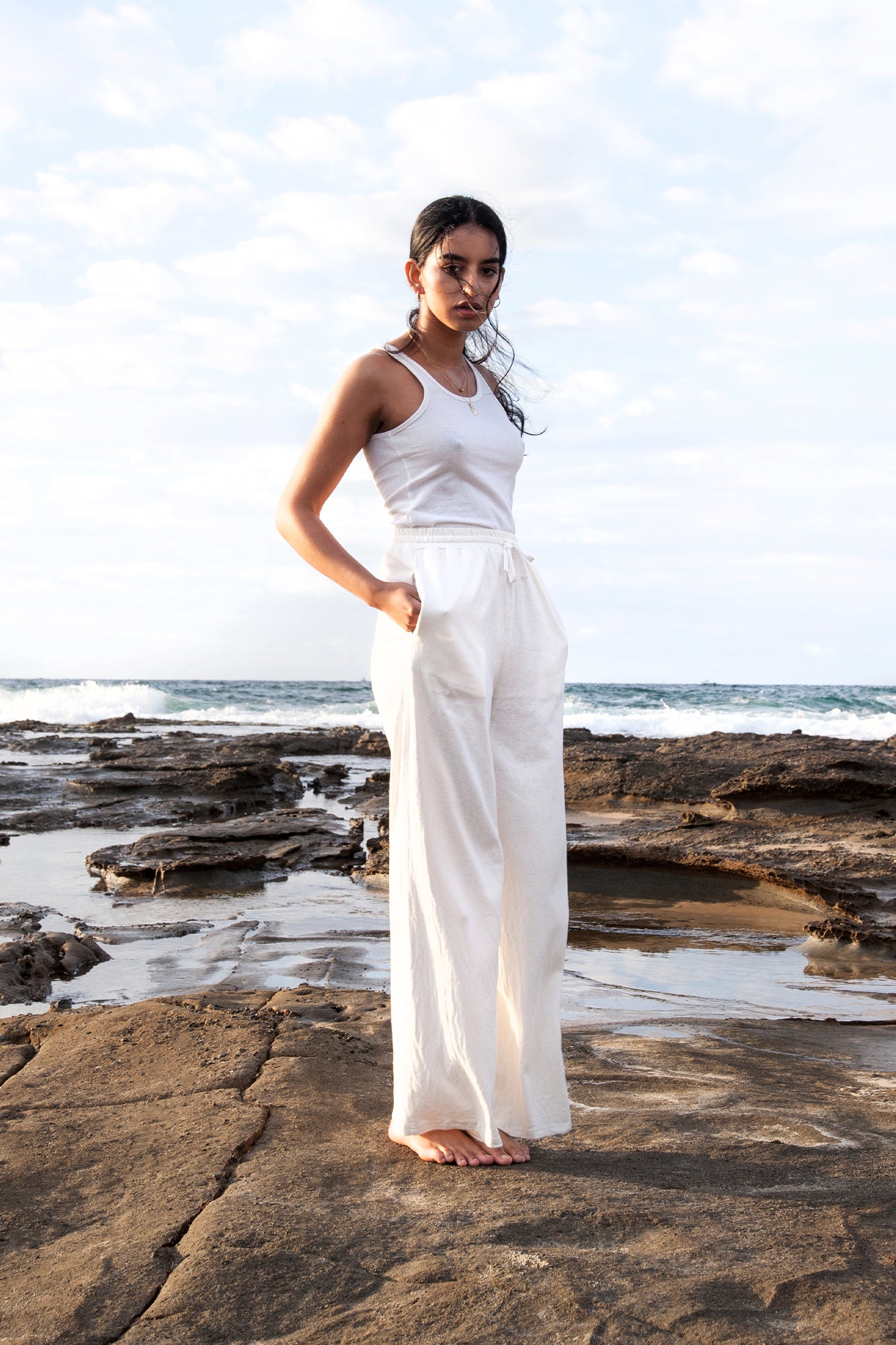 Hemp Ribbed Singlet White