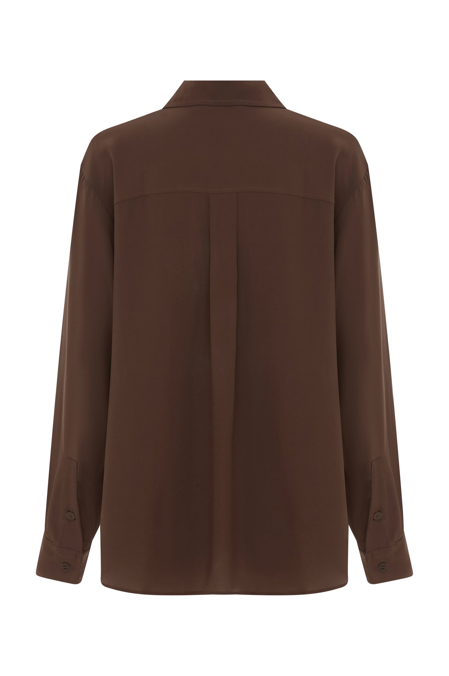 Relaxed Long Sleeve Silk Shirt Ciocco